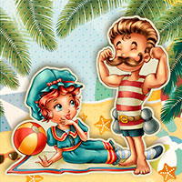 Summertime, Retro Style - Digital Stamp