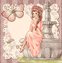 The Lady & The Fountain - Digital Stamp